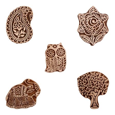 Set of 5 Piece New Mix Wooden Printing Block